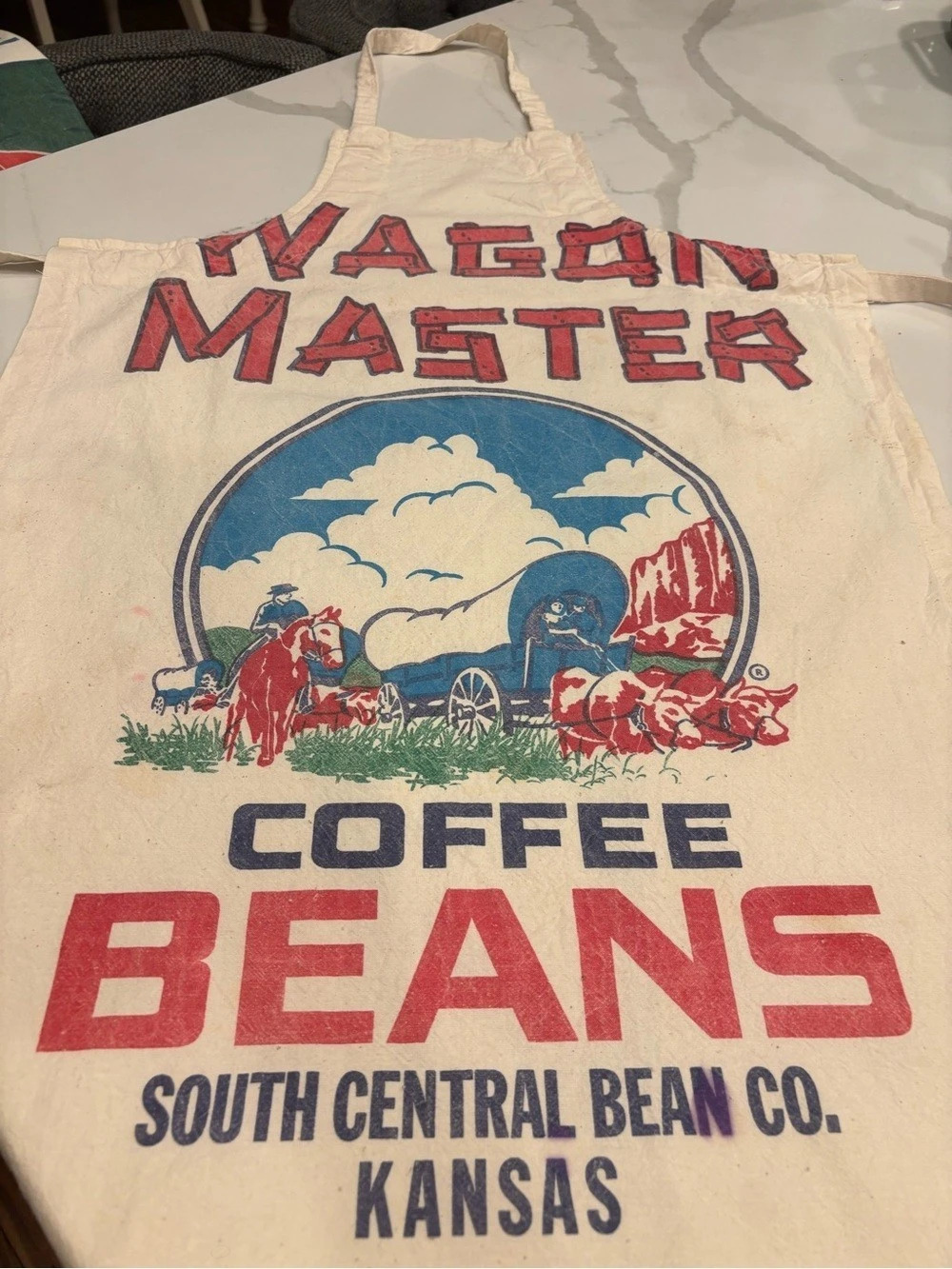 Wagon Master Coffee Beans South Central Bean Co. Kansas apron Vintage Graphic